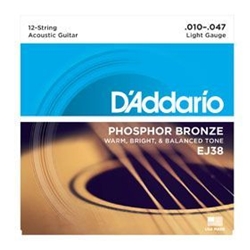 D'Addario EJ38 Guitar Strings 12-Lt Phos Bronze